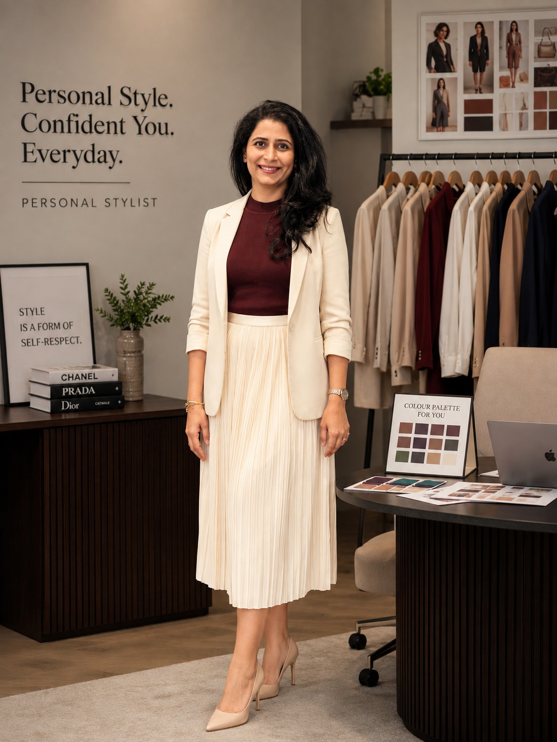Sonal Padman in her personal styling studio in Pune, surrounded by curated pieces and colour palettes